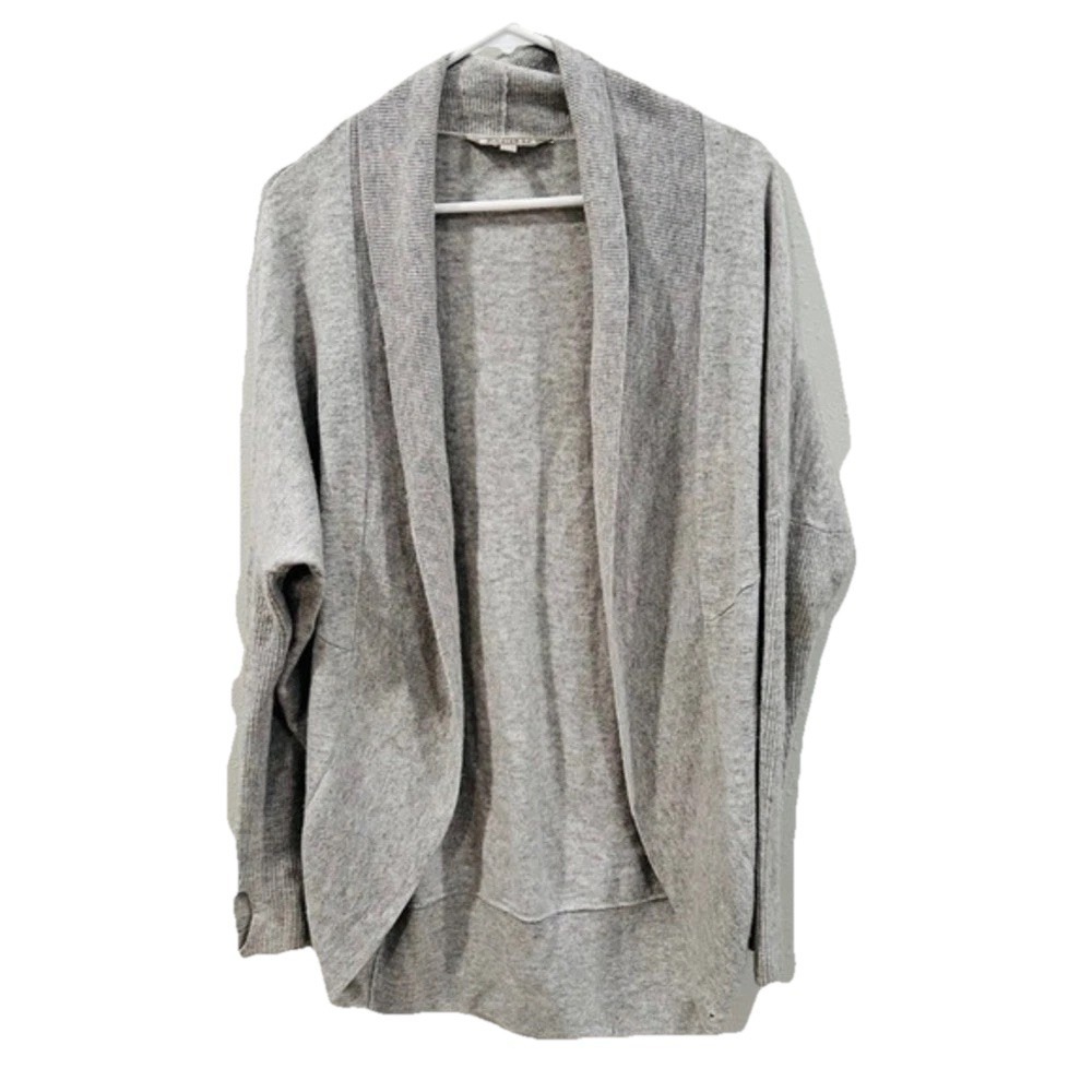 ATHLETA Women's Gray Drape Collar Cardigan‎ Sweater Open Front Cashmere/Wool XS